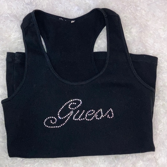 Guess Bedazzled Black Razorback Tank Top - Picture 4 of 4